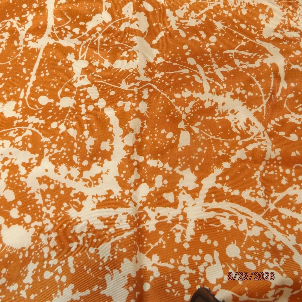 Vintage Diane Von Furstenburg Silk Scarf Orange Cream Paint Splatter Rectangle - Picture 4 of 4